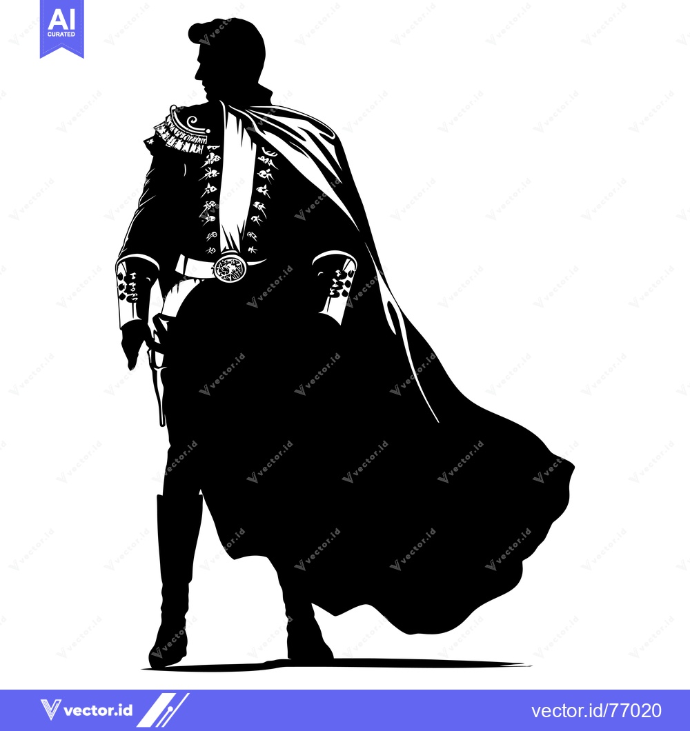 Premium Vector dari Silhouette of a Man in a Long Cape and Elaborate Uniform