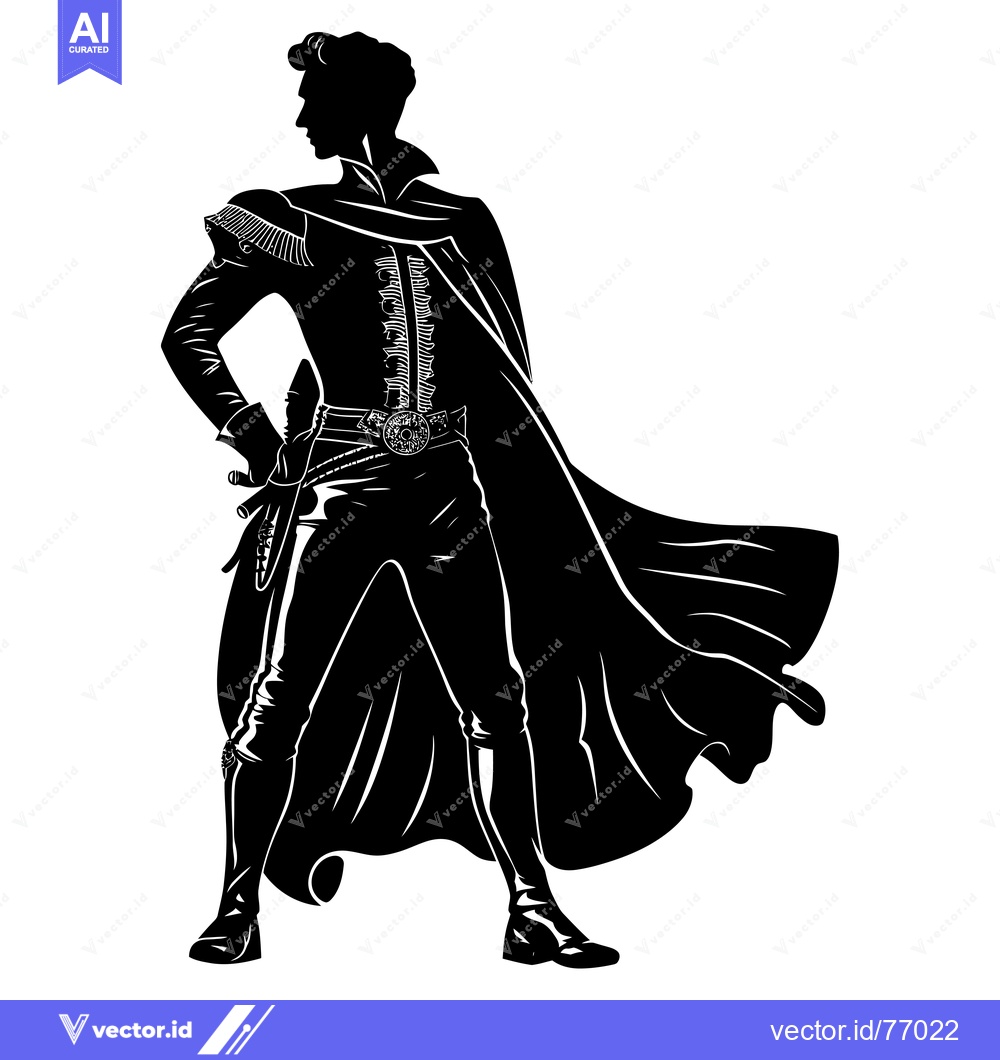 Premium Vector dari Silhouette of a Man in a Cape and Boots