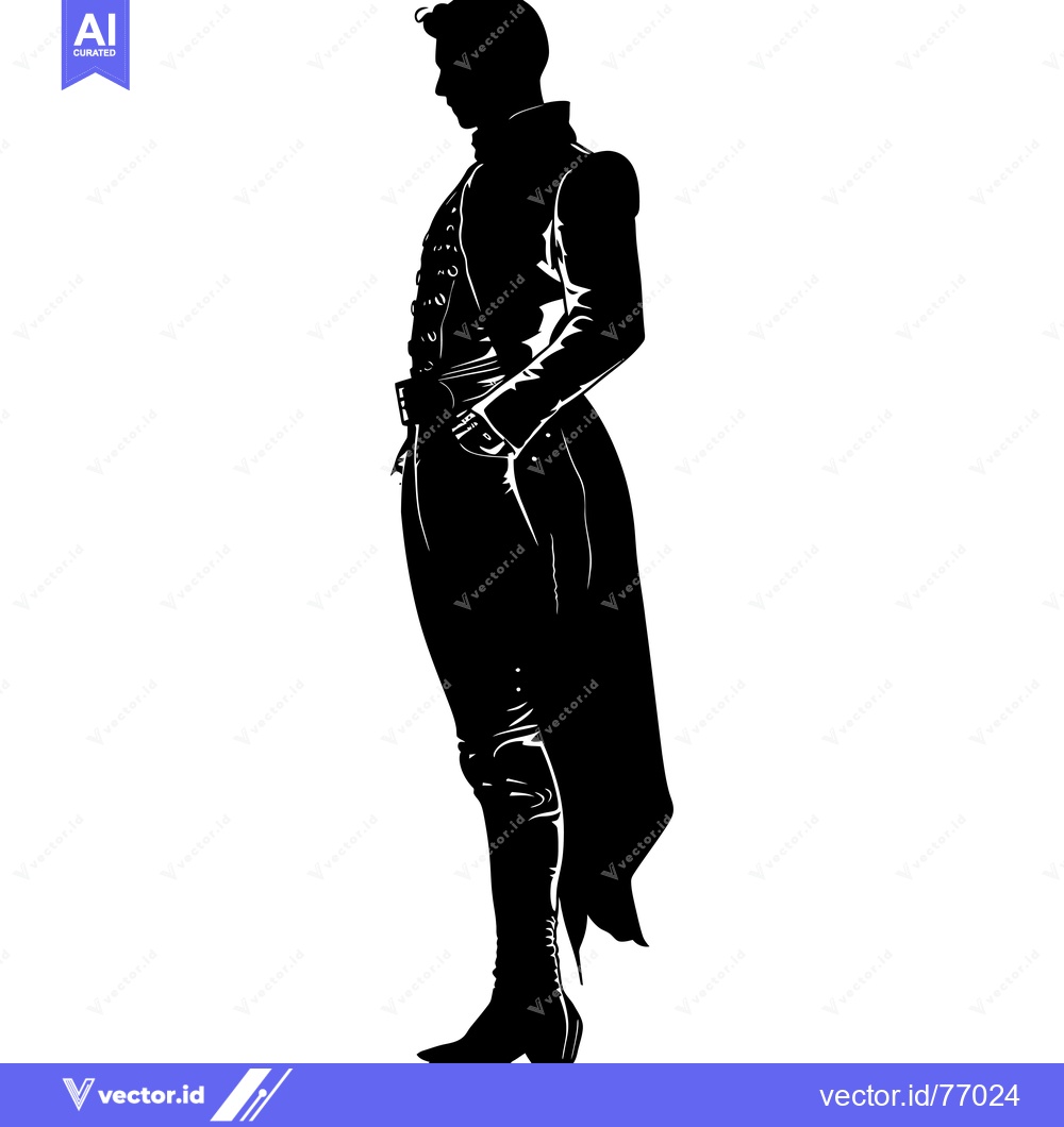 Premium Vector dari Silhouette of a Man in a Long Coat and Boots