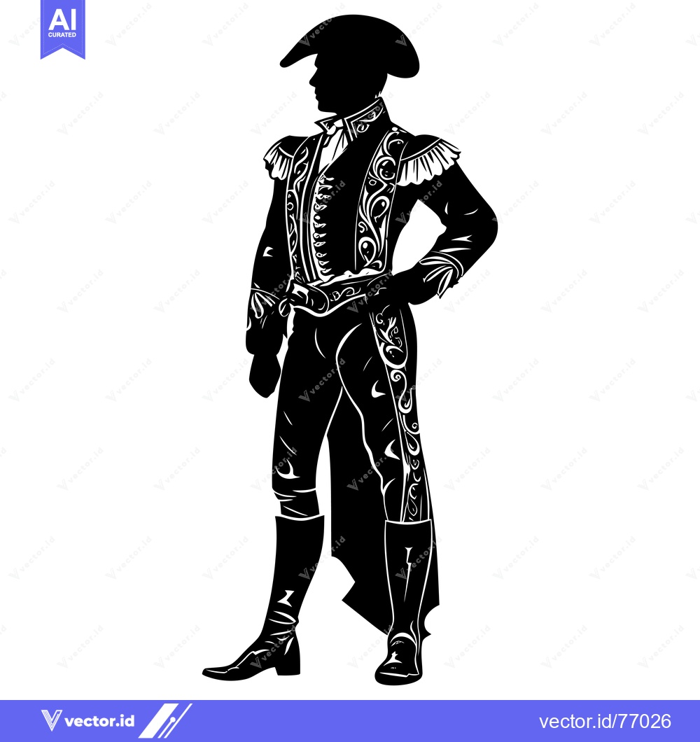 Premium Vector of Silhouette of a Matador in Traditional Costume