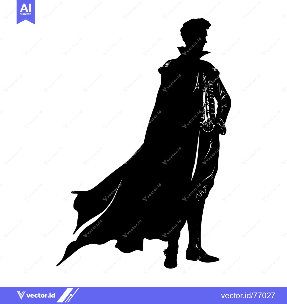 Premium Vector dari Silhouette of a Man in a Long Cloak
