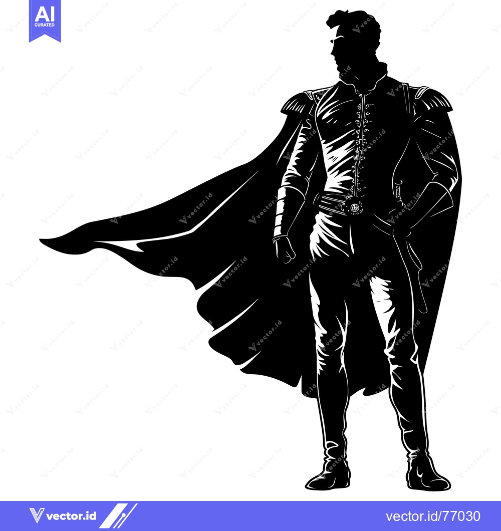 Premium Vector dari Silhouette of a Man in a Cape and Uniform