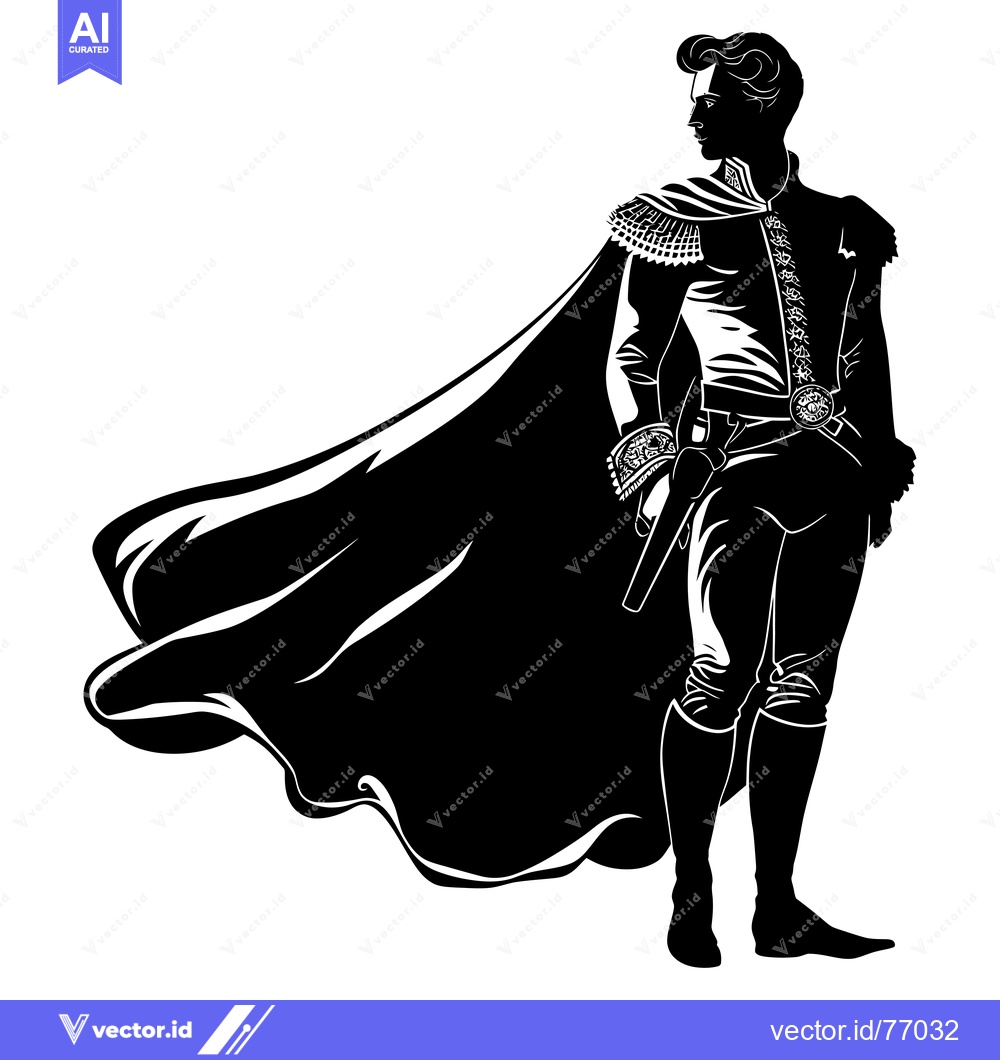 Premium Vector dari Silhouette of a Prince in a Flowing Cape