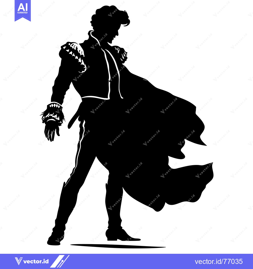 Premium Vector dari Silhouette of a Man in a Cape and Ornate Clothing