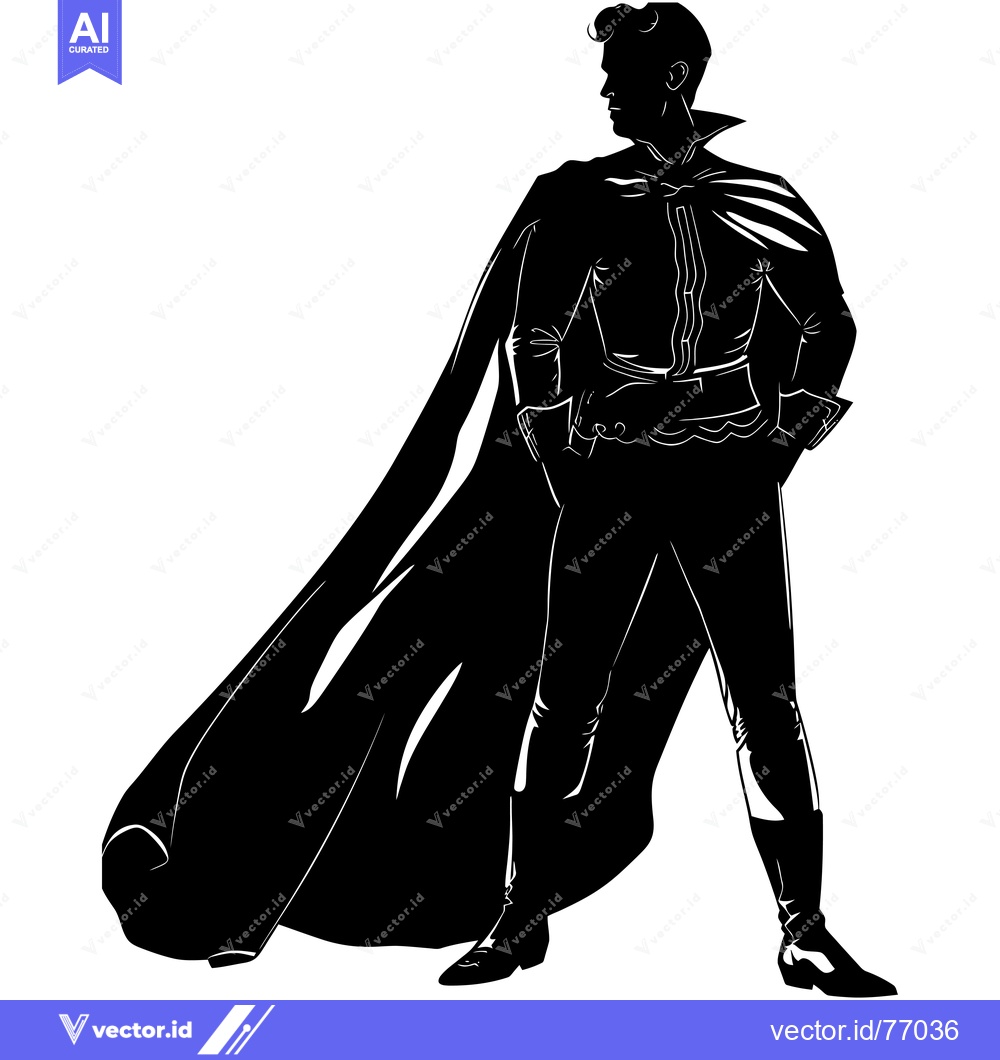 Premium Vector dari Silhouette of a Man Wearing a Cape and Boots