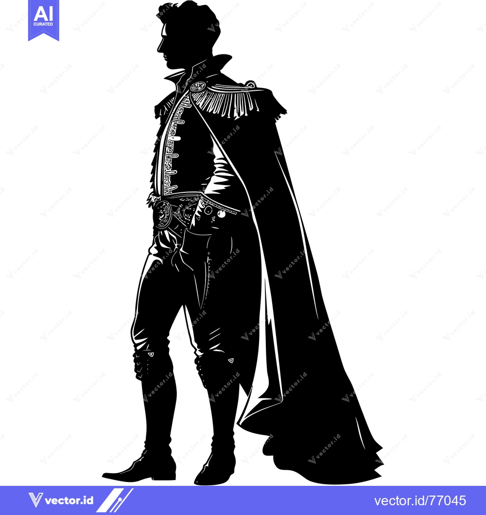 Premium Vector dari Silhouette of a man in a cape and ornate clothing
