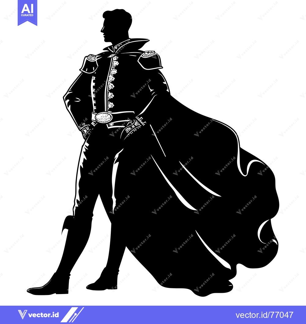 Premium Vector dari Silhouette of a Man in a Cape and Elaborate Clothing