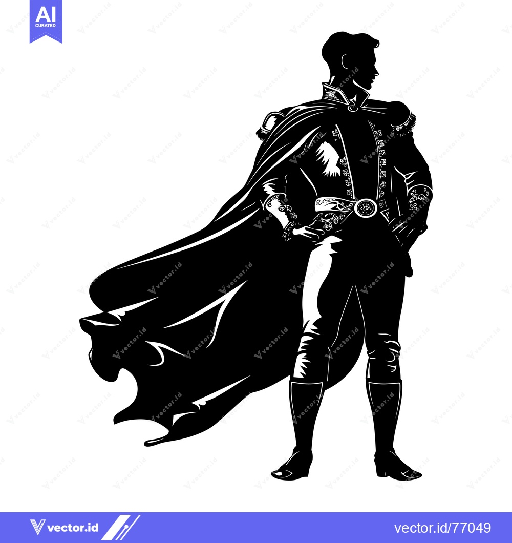 Premium Vector dari Silhouette of a Man in a Cape and Regal Attire