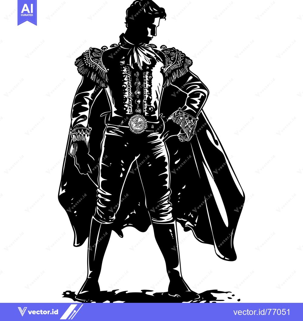 Premium Vector dari Silhouette of a Proud Matador in Traditional Costume