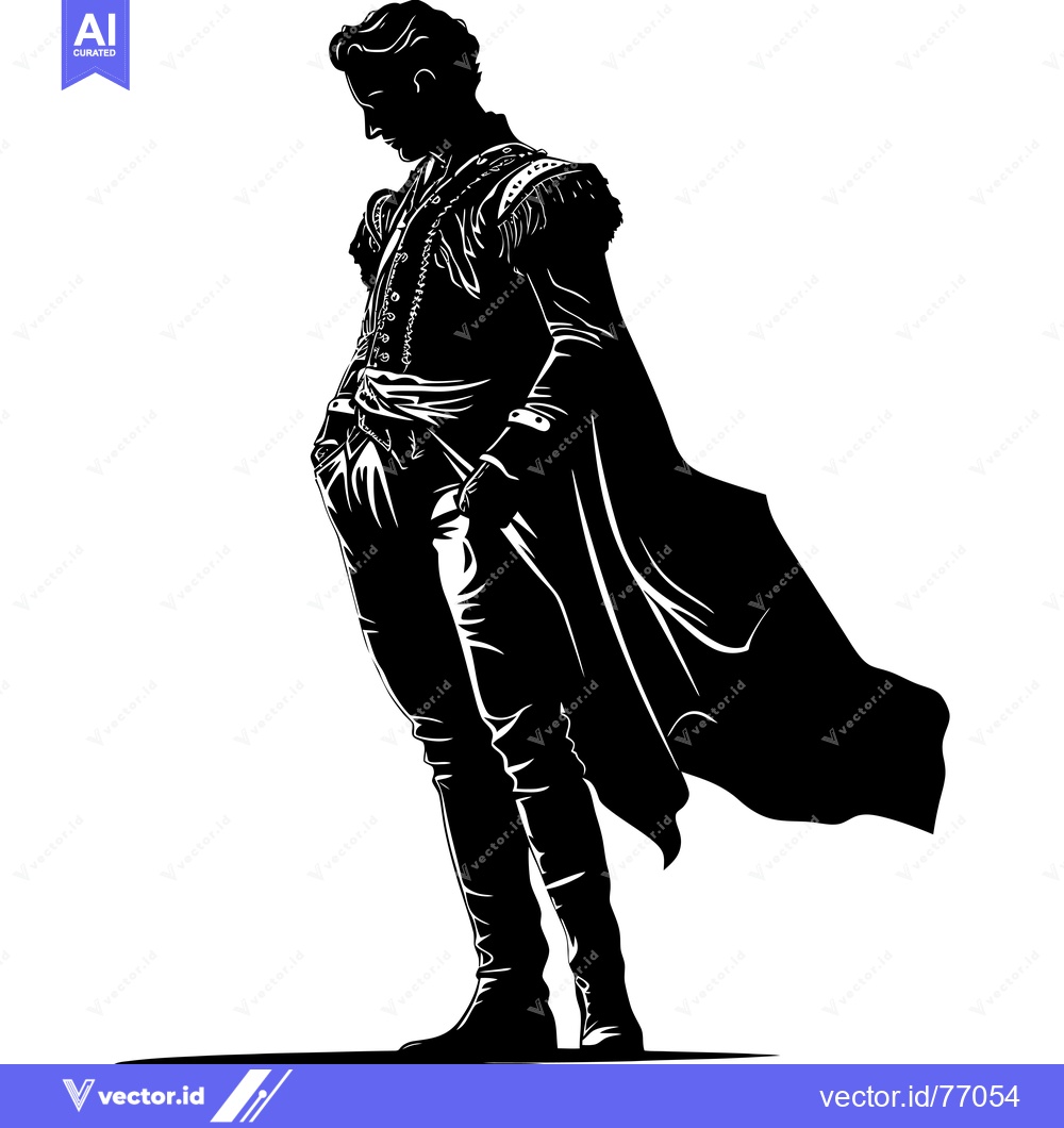 Premium Vector dari Silhouette of a Man in a Formal Outfit and Cape