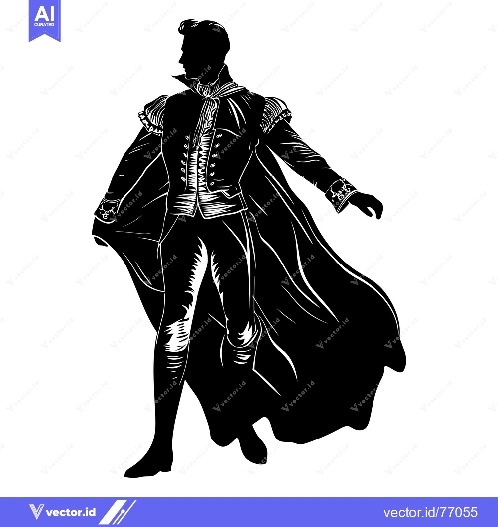 Premium Vector of Silhouette of a Man in a Cape and Formal Clothing