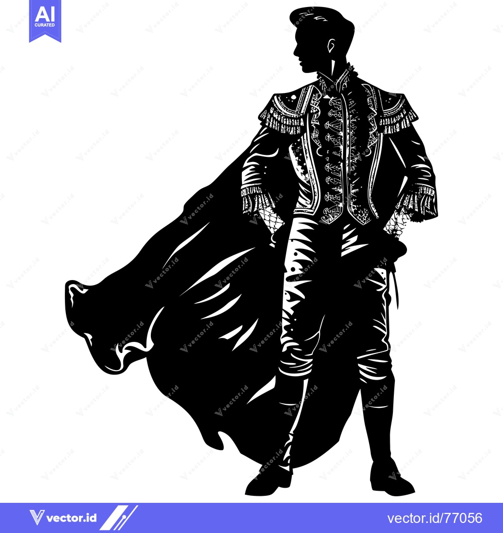 Premium Vector dari Silhouette of a Matador in a Traditional Costume