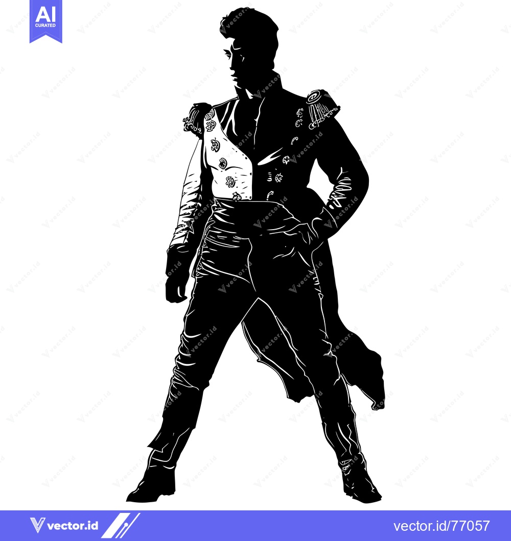 Premium Vector dari Silhouette of a Man in a Formal Uniform with a Long Tailcoat