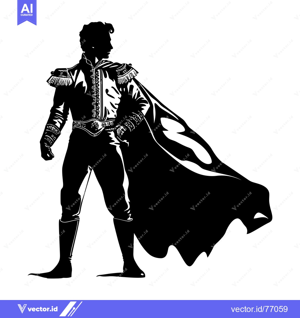 Premium Vector dari Silhouette of a Man in a Cape and Ornate Clothing
