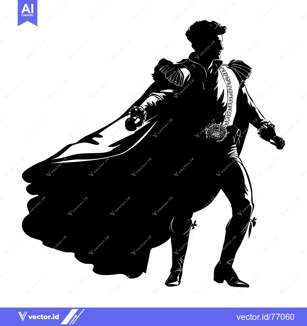 Premium Vector dari Silhouette of a Man Wearing a Cape and a Sash