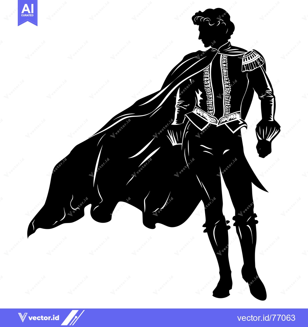 Premium Vector of Silhouette of a Man in a Cape and Elaborate Clothing
