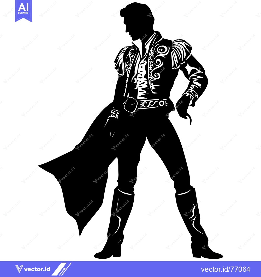 Premium Vector dari Silhouette of a Man in a Fancy Jacket and Boots