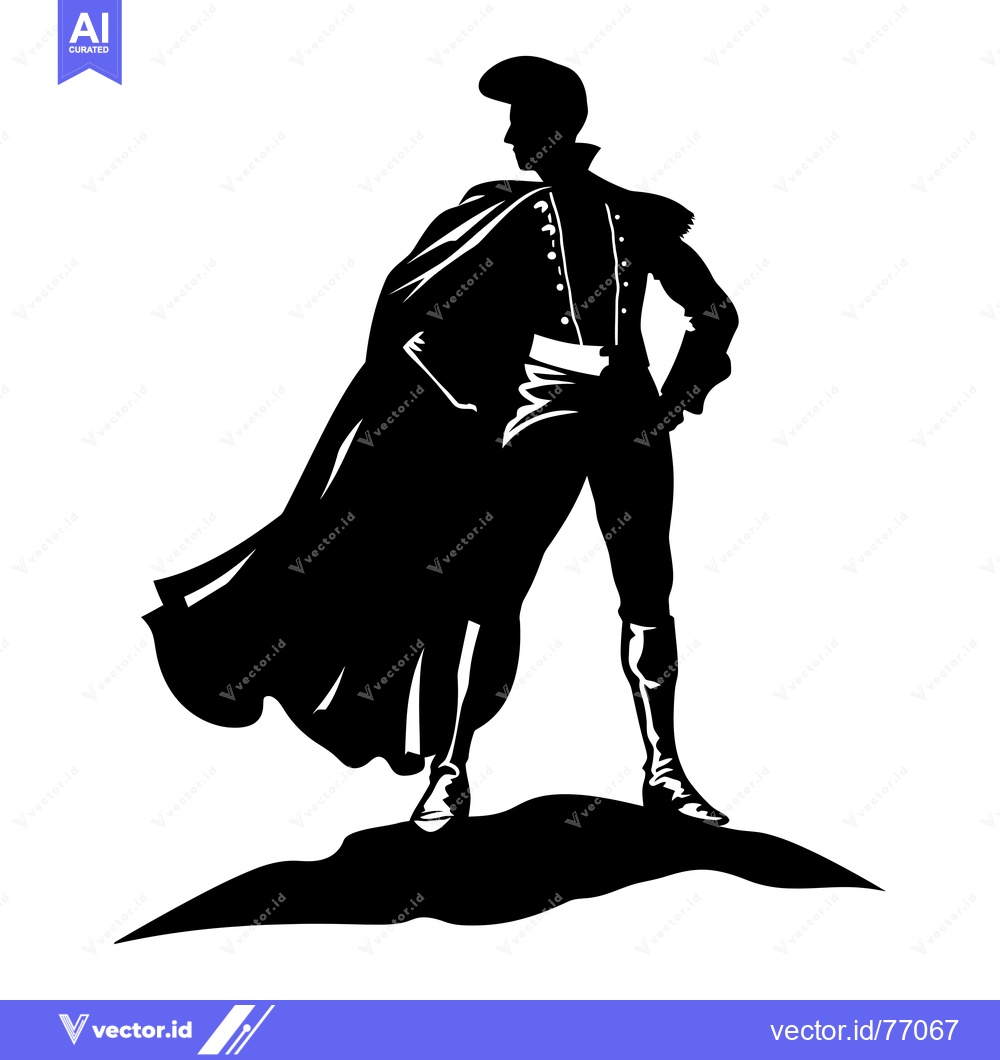 Premium Vector dari Silhouette of a man in a cape standing on a hill