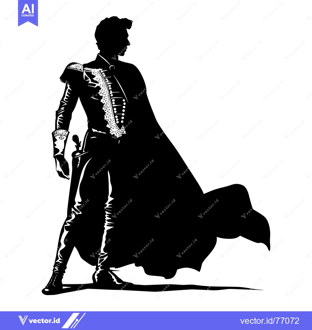 Premium Vector dari Silhouette of a Man in a Cape and Elaborate Clothing