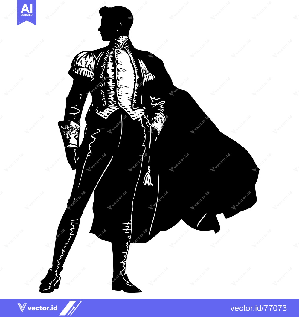 Premium Vector dari Silhouette of a Man in a Formal Outfit with a Cape