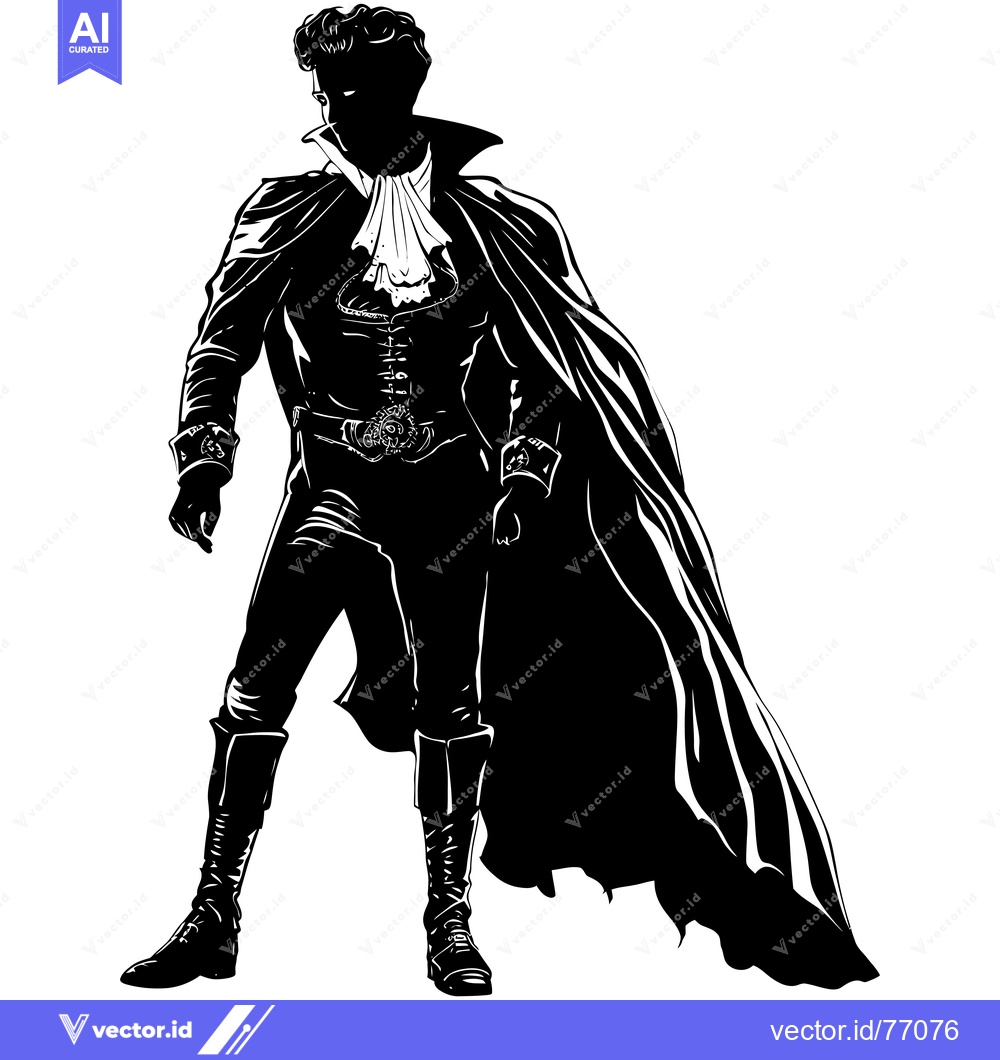 Premium Vector of Silhouette of a Man in a Cape and Formal Wear