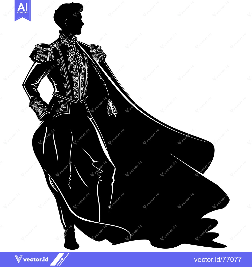 Premium Vector of Silhouette of a Man in a Formal Suit and Cape