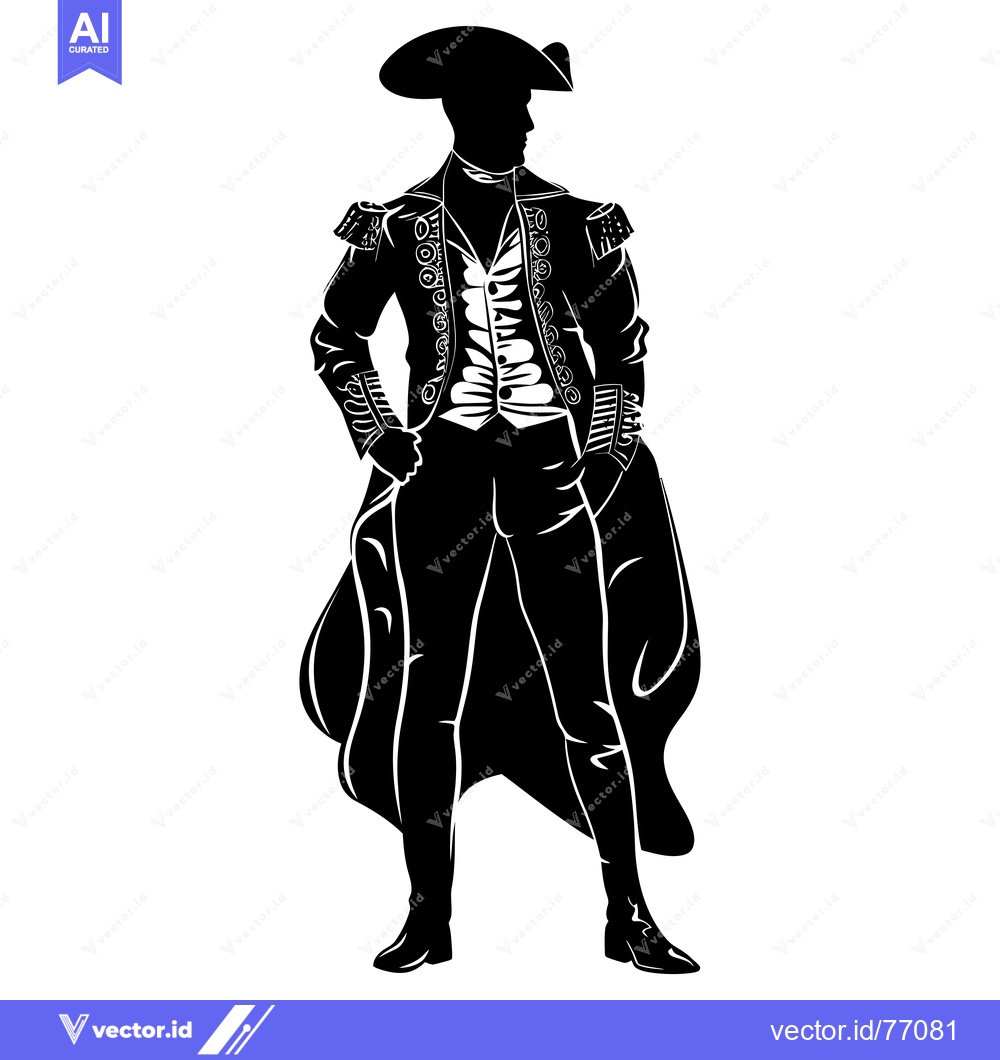 Premium Vector of Silhouette of a Man in a  18th Century Style Costume