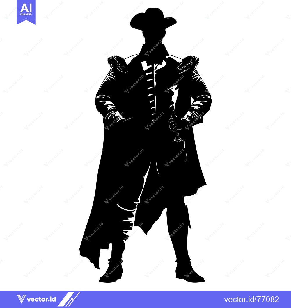 Premium Vector dari Silhouette of a Man in a Long Coat and Hat