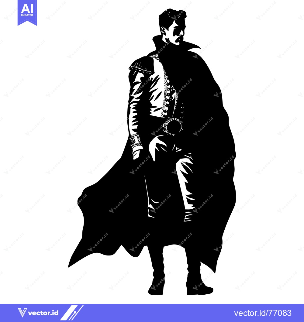 Premium Vector of Silhouette of a Man in a Long Coat and Hat