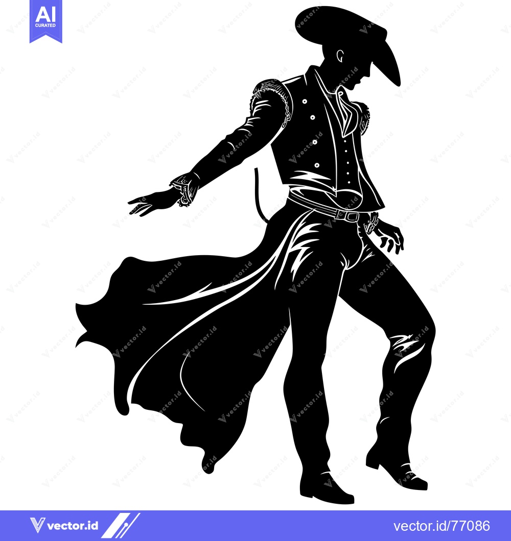 Premium Vector dari Silhouette of a Man in a Traditional Spanish Outfit with a Cape