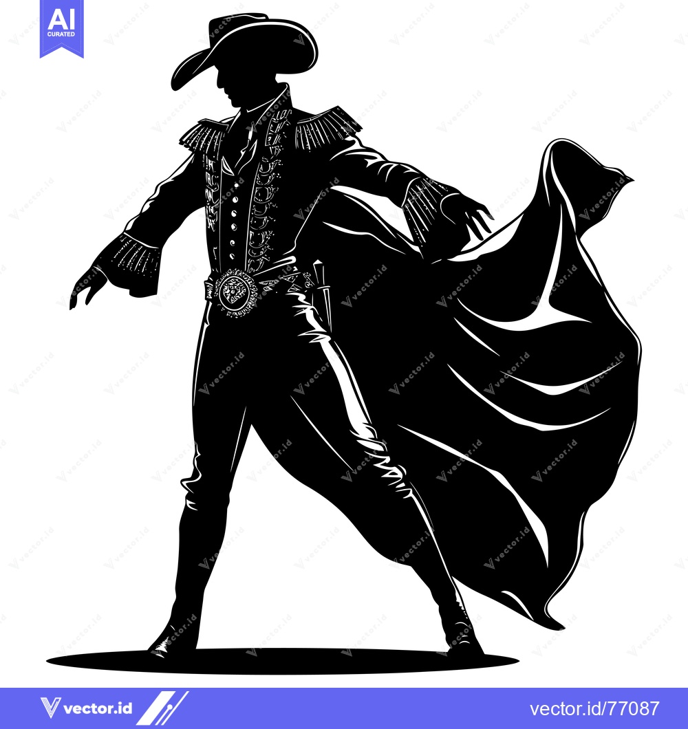 Premium Vector dari Silhouette of a Man Wearing a Cowboy Hat and Cape