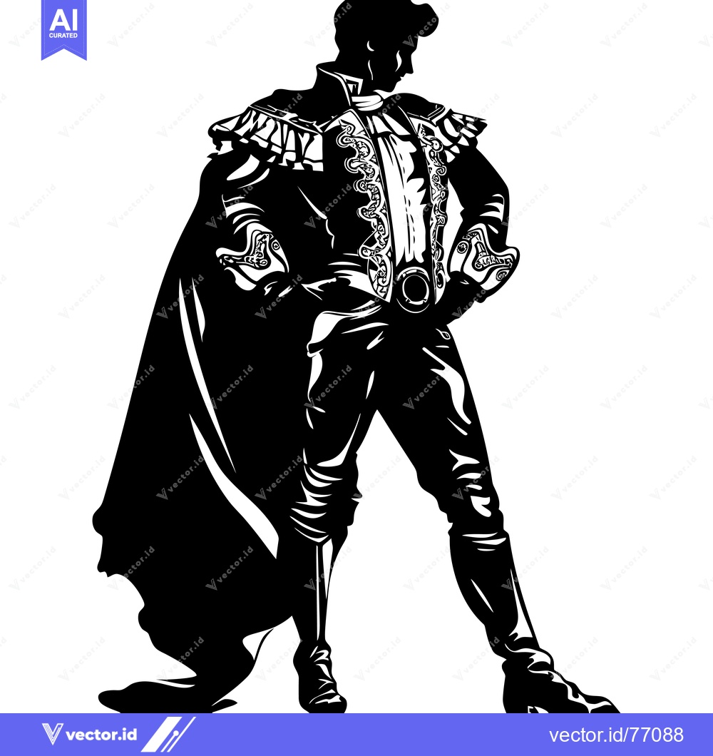 Premium Vector dari Silhouette of a Man in a Historical Costume