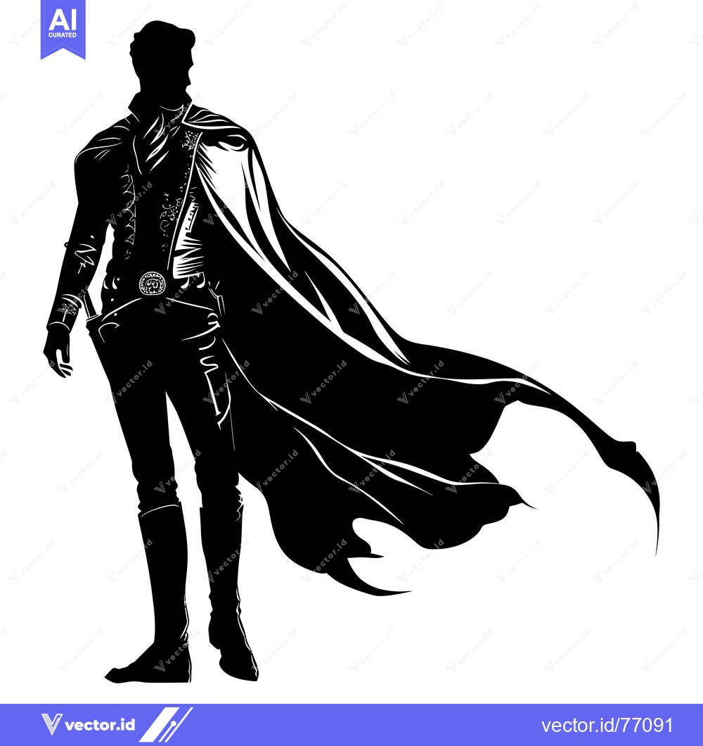 Premium Vector of Silhouette of a Man in a Cape and Trousers