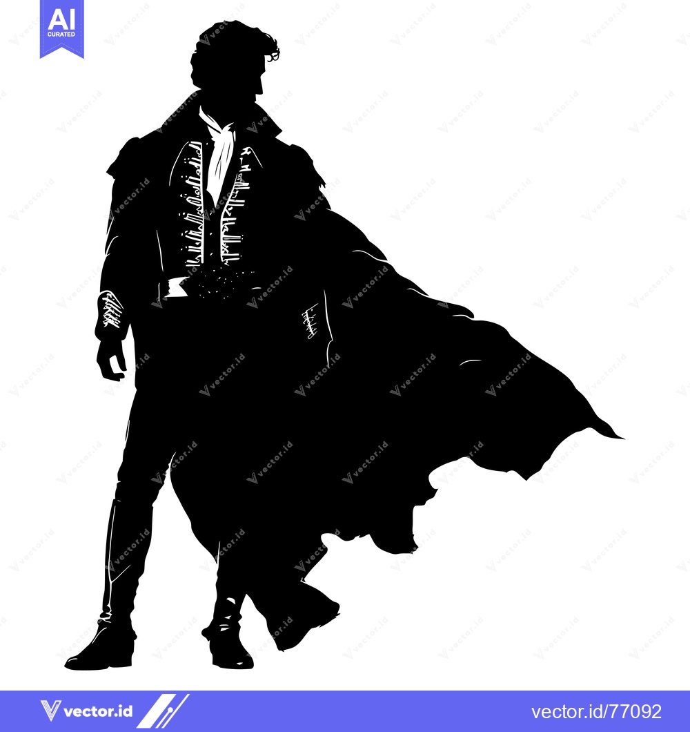 Premium Vector of Silhouette of a Man in a Long Coat and Cape