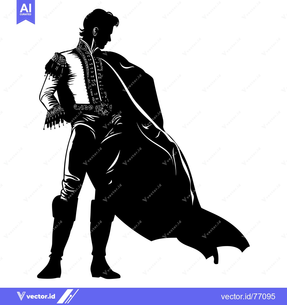 Premium Vector of Silhouette of a Man in a Cape and Ornate Clothing
