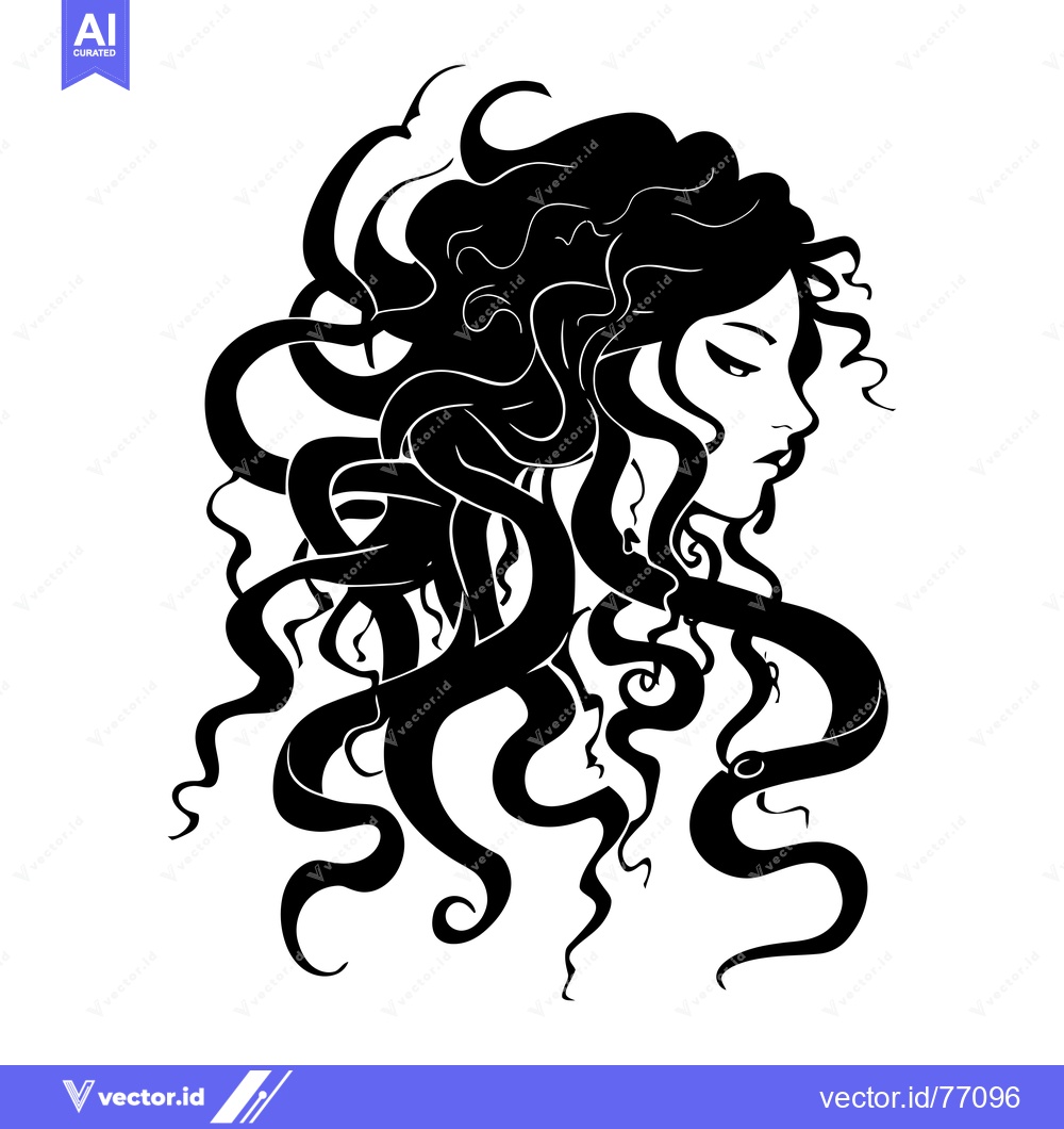 Premium Vector dari Woman's Profile with Intertwined Hair and Snake