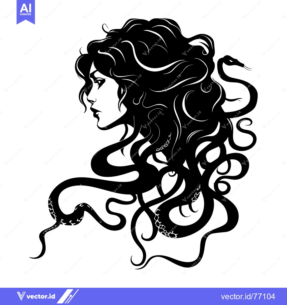 Premium Vector of A Profile of a Woman with Snakes for Hair