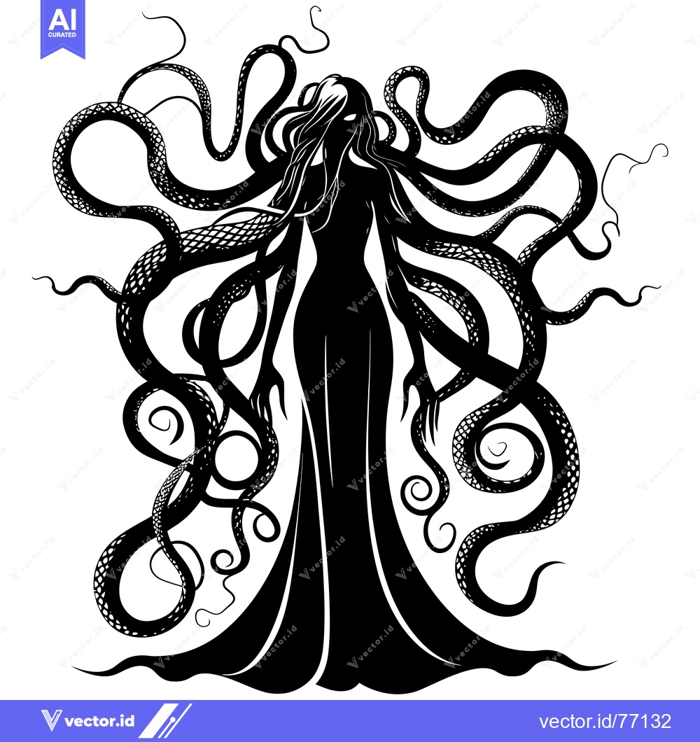Premium Vector dari A Woman's Figure Transformed into Serpents