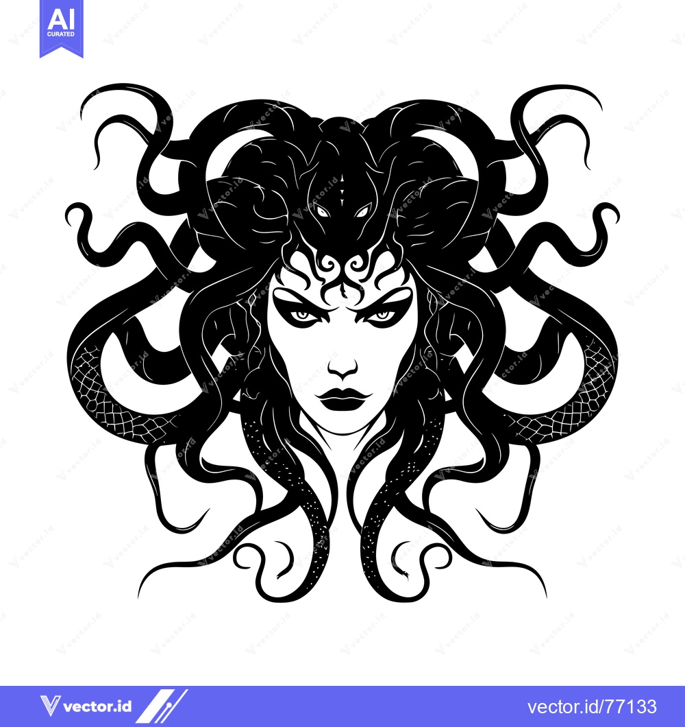 Premium Vector of Medusa, the Greek Gorgon with Snakes for Hair
