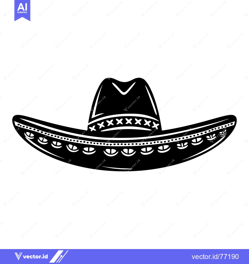 Premium Vector dari Black and White Illustration of a Sombrero
