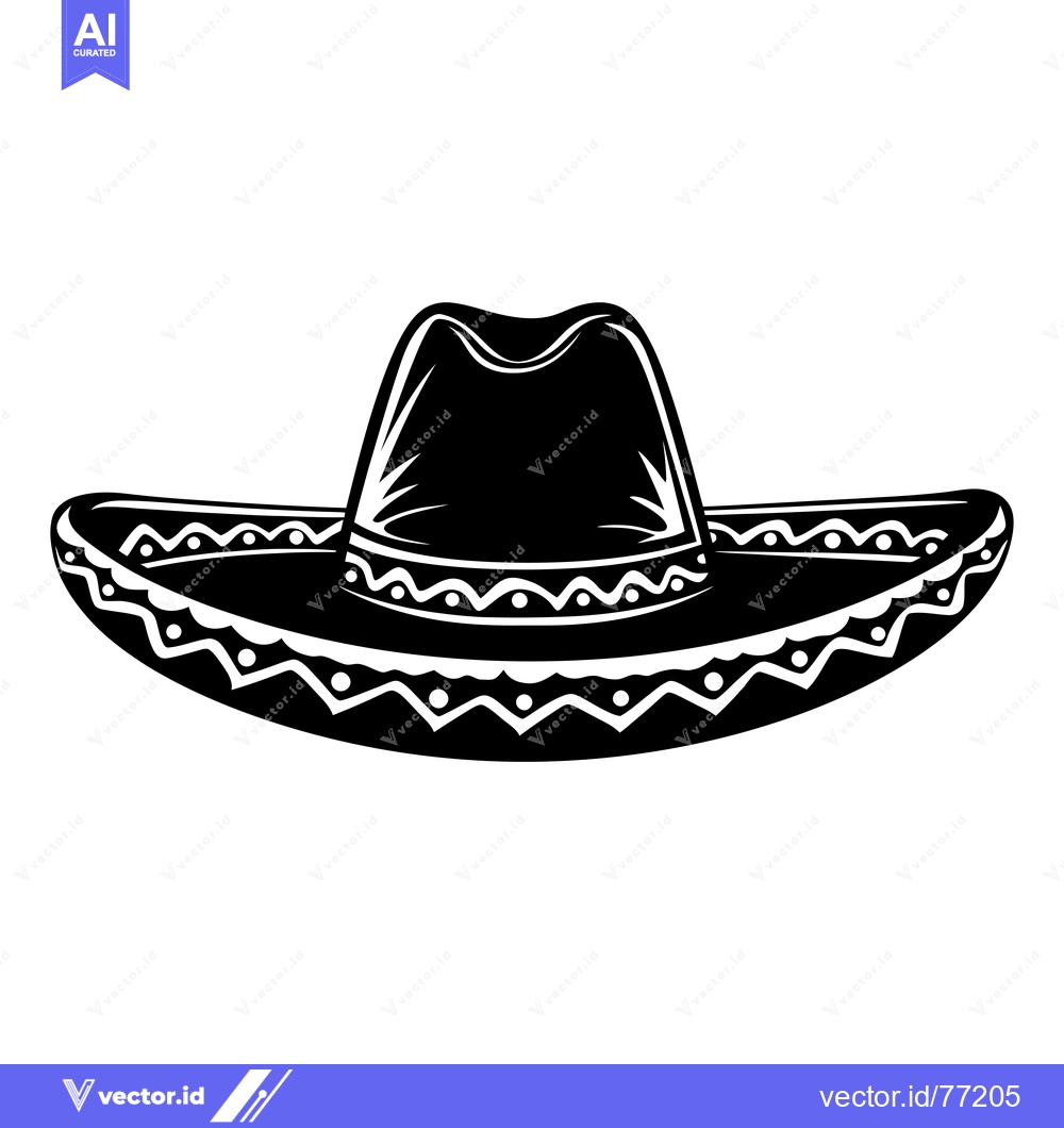 Premium Vector dari Black and White Illustration of a Traditional Sombrero