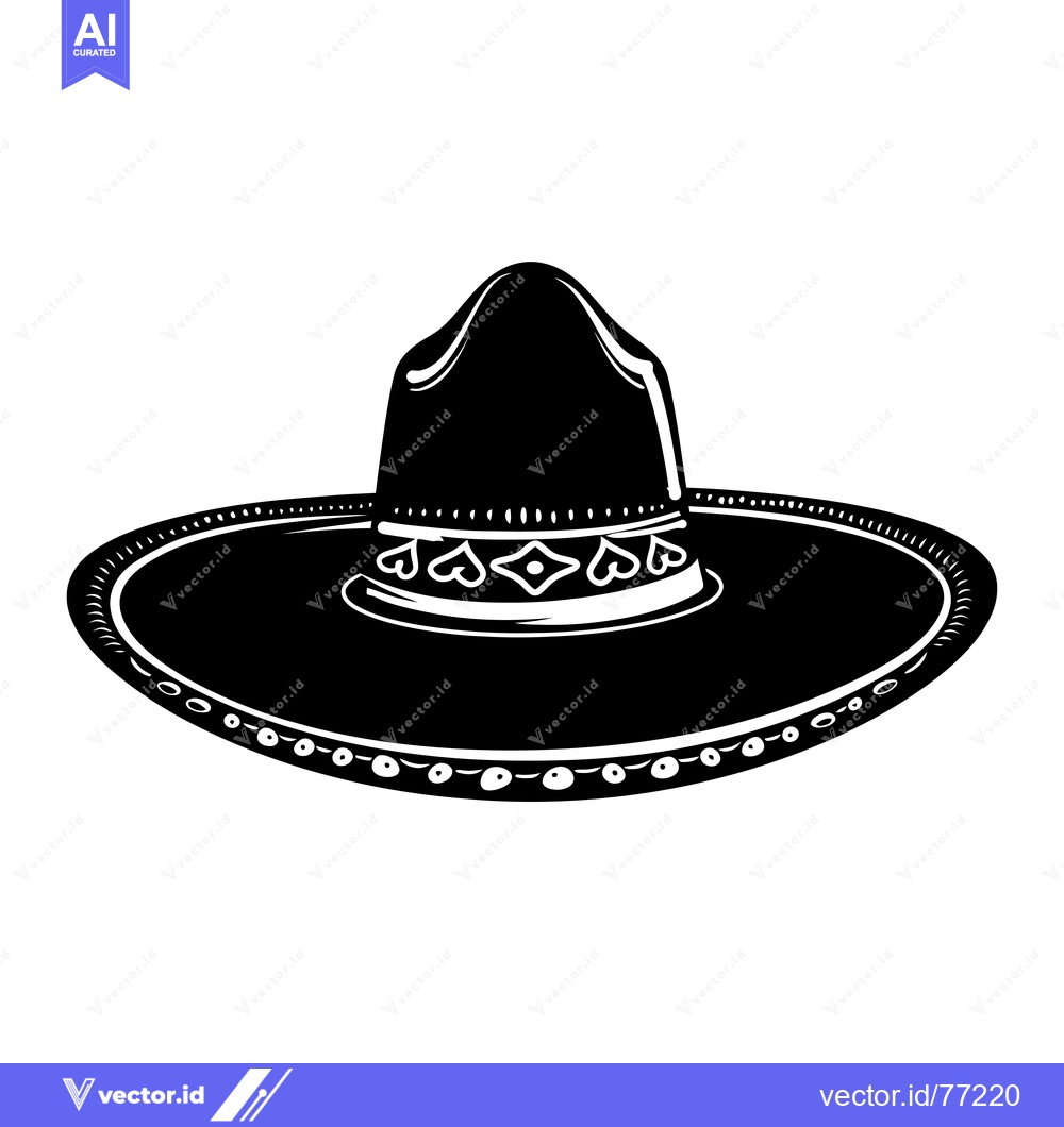 Premium Vector dari A Black and White Illustration of a Sombrero Hat