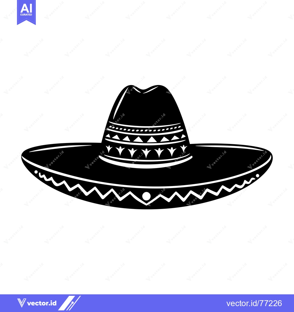 Premium Vector of A Black and White Illustration of a Sombrero