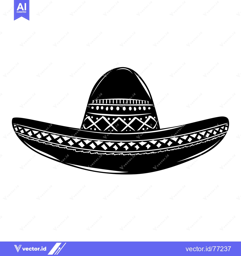 Premium Vector of Black and White Silhouette of a Traditional Mexican Sombrero