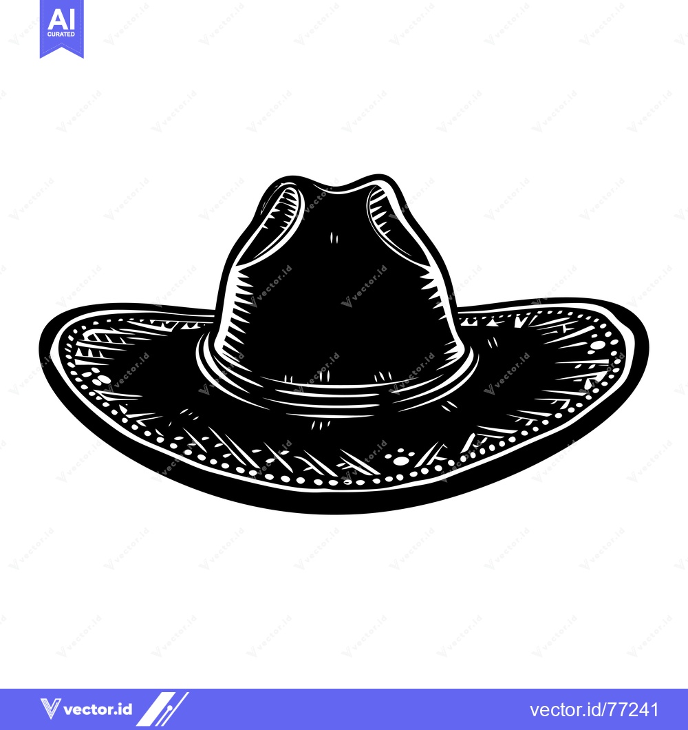 Premium Vector dari Black and White Illustration of a Cowboy Hat