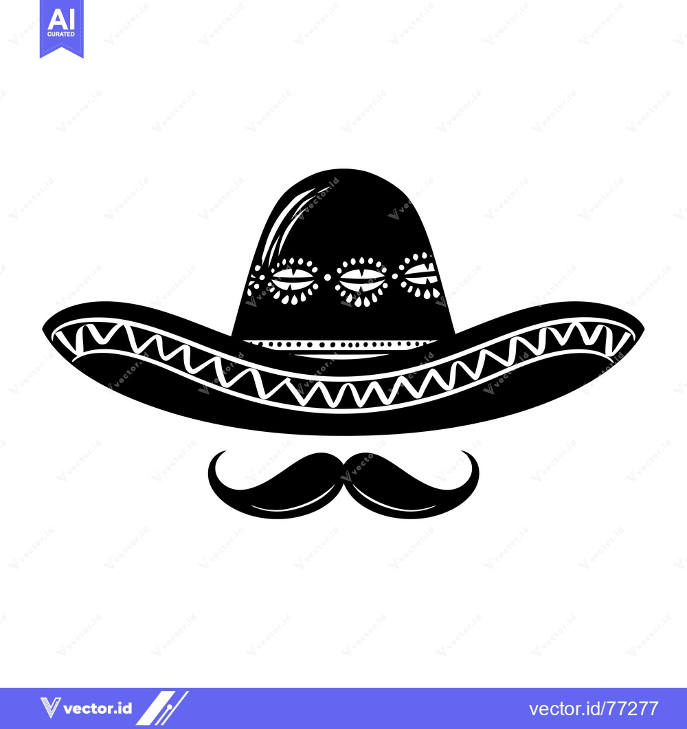 Premium Vector dari Black and White Sombrero and Mustache