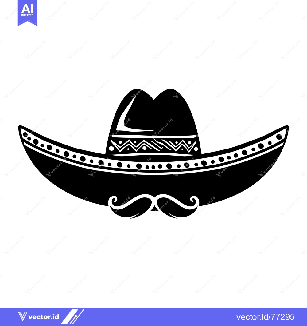 Premium Vector of A Black and White Illustration of a Sombrero and Mustache