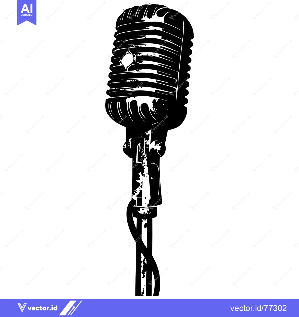 Premium Vector dari A Vintage Microphone with a Worn, Distressed Look