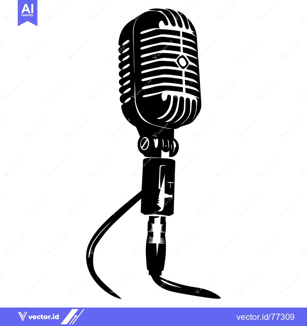 Premium Vector dari Vintage Retro Microphone with Cable and Plug