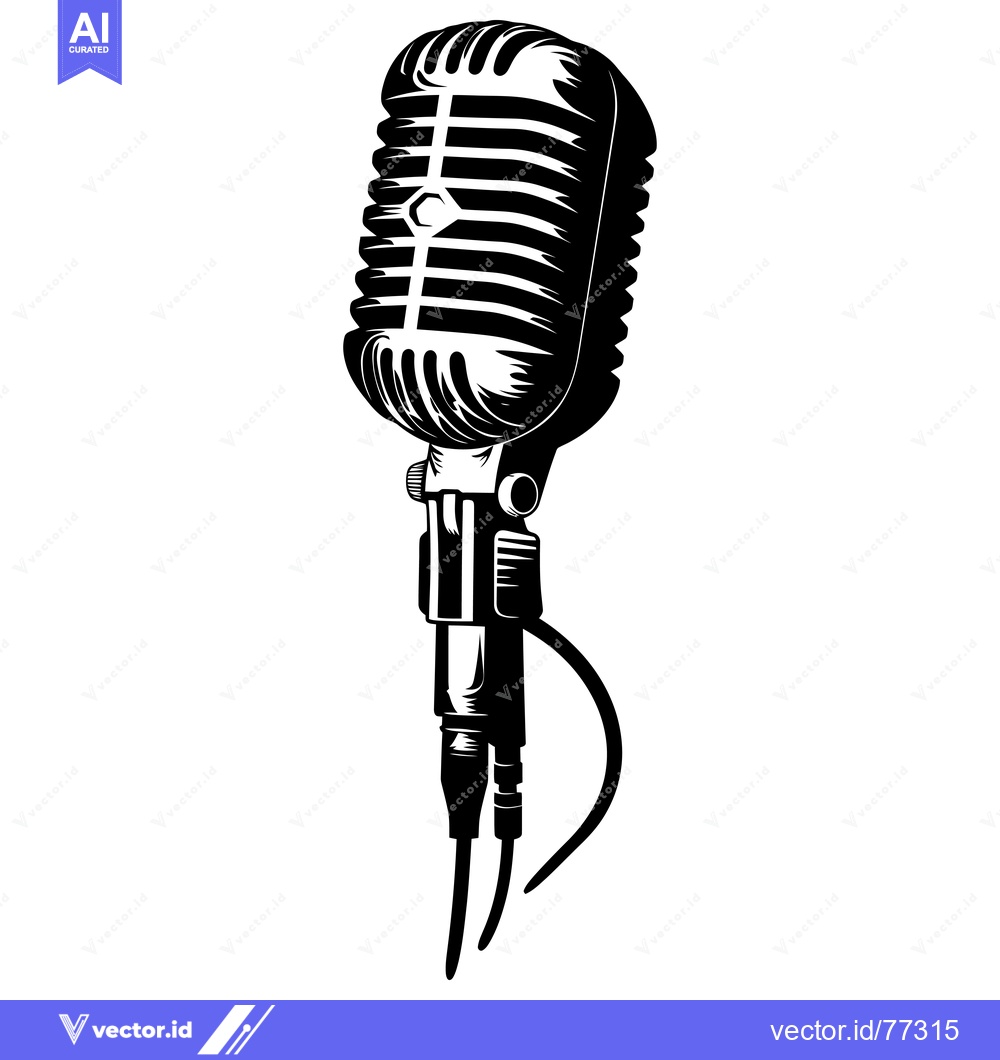 Premium Vector dari Vintage Retro Microphone with Cable Isolated on White Background